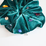 Green Velour Jewelry Scrunchie