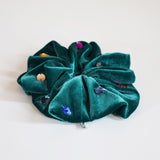 Green Velour Jewelry Scrunchie