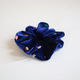 Navy Velour Jewelry Scrunchie