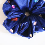Navy Velour Jewelry Scrunchie
