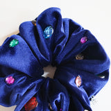 Navy Velour Jewelry Scrunchie
