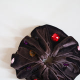 Cacao Brown Velour Jewelry Scrunchie