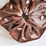 Teddy Brown Velour Jewelry Scrunchie