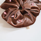 Teddy Brown Velour Jewelry Scrunchie