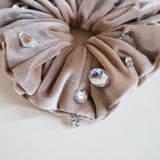 Sand Beige Velour Jewelry Scrunchie
