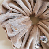 Sand Beige Velour Jewelry Scrunchie