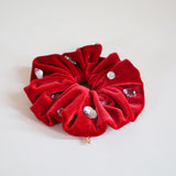 Red Velour Jewelry Scrunchie