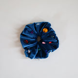 Cerulean Blue Velour Jewelry Scrunchie