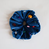 Cerulean Blue Velour Jewelry Scrunchie