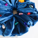 Cerulean Blue Velour Jewelry Scrunchie