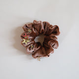 Gold Star Teddy Brown Velour Mini Scrunchie
