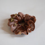 Gold Star Teddy Brown Velour Mini Scrunchie