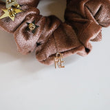 Gold Star Teddy Brown Velour Mini Scrunchie