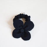 Black Silk Flower Scrunchie