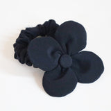 Black Silk Flower Scrunchie