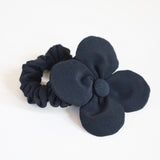 Black Silk Flower Scrunchie