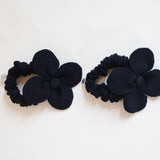 Black Silk Flower Scrunchie