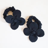 Black Silk Flower Scrunchie