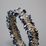 Frills Navy Tweed Headband No Studs