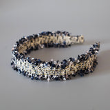 Frills Navy Tweed Headband No Studs