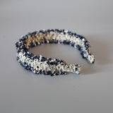 Frills Navy Tweed Headband No Studs