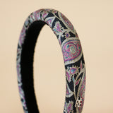 Slender Headband Black Paisley No Studs