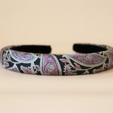 Slender Headband Black Paisley No Studs