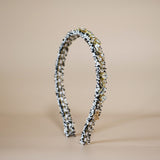 Narrow Headband White Tweed Gold