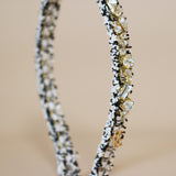 Narrow Headband White Tweed Gold