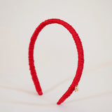 Bright Red Gather Silk Headband