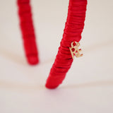 Bright Red Gather Silk Headband