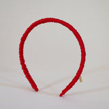 Bright Red Gather Silk Headband