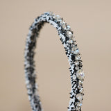 Narrow Headband Black White Tweed