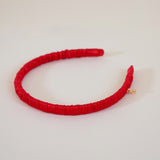 Bright Red Gather Silk Headband