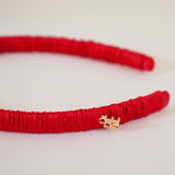 Bright Red Gather Silk Headband