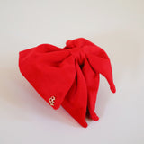 Matte Velour Bright Red Big Ribbon Hair Clip