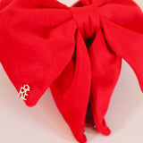 Matte Velour Bright Red Big Ribbon Hair Clip