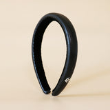 Slender Headband Eco Black Leather No Studs