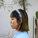 Frills Navy Tweed Headband No Studs