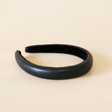 Slender Headband Eco Black Leather No Studs