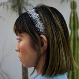 Frills Navy Tweed Headband No Studs