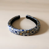 Slender Headband Navy White No Studs