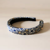 Slender Headband Navy White No Studs