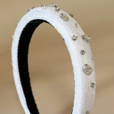 Slender Headband White SIlver Studs