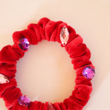 Velour Red Jewel Mini Scrunchie