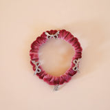 Velour Pink Ribbon Mini Scrunchie