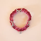 Velour Pink Ribbon Mini Scrunchie