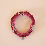 Velour Pink Ribbon Mini Scrunchie
