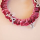 Velour Pink Ribbon Mini Scrunchie