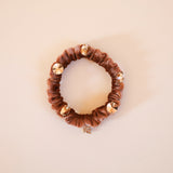 Velour Lt Brown Studs Mini Scrunchie